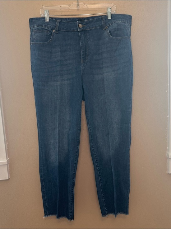 dressbarn Denim - dressbarn Straight Leg Fringe Hem Women’s Jeans - Dark Blue Wash